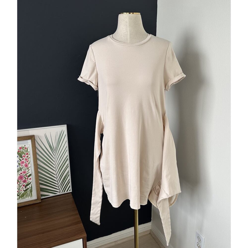 Runway The Label Winnie Shirt Faux Wrap Dress in Sand Mini - Picture 9 of 14